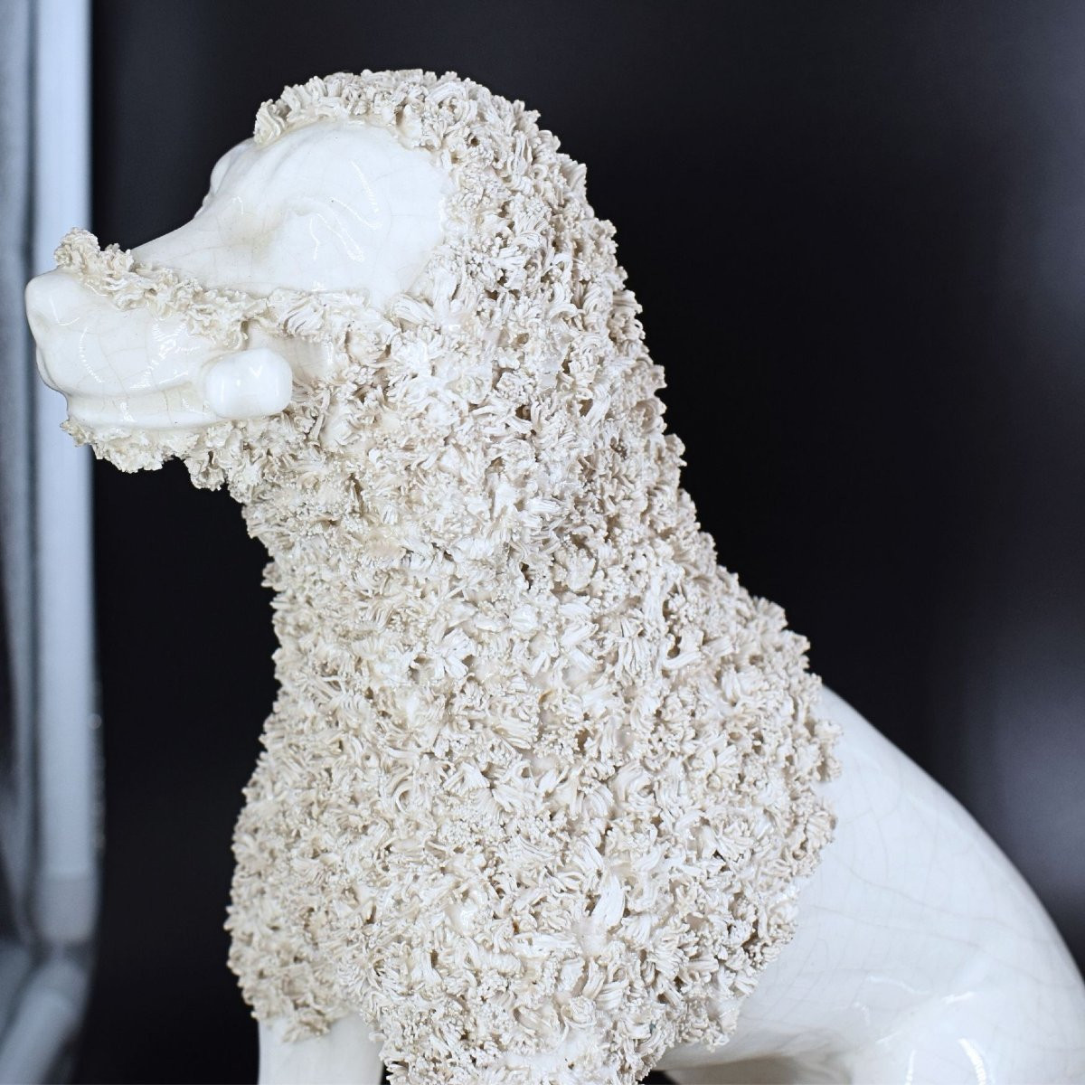 Coppia di sculture in ceramica di Nove di Bassano raffiguranti barboncini-photo-3