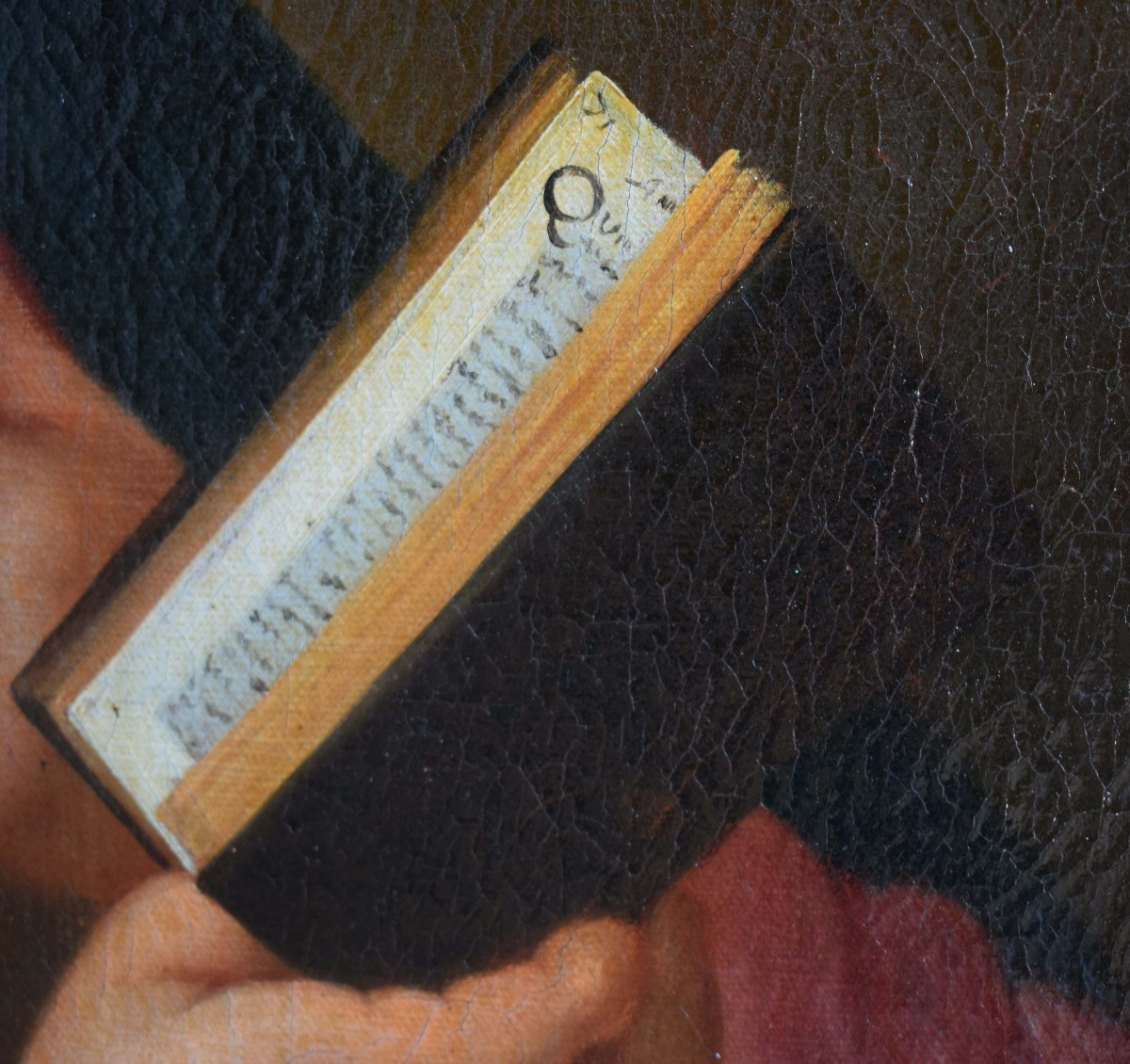 Dipinto antico del Settecento di scuola romana Madonna in lettura-photo-3
