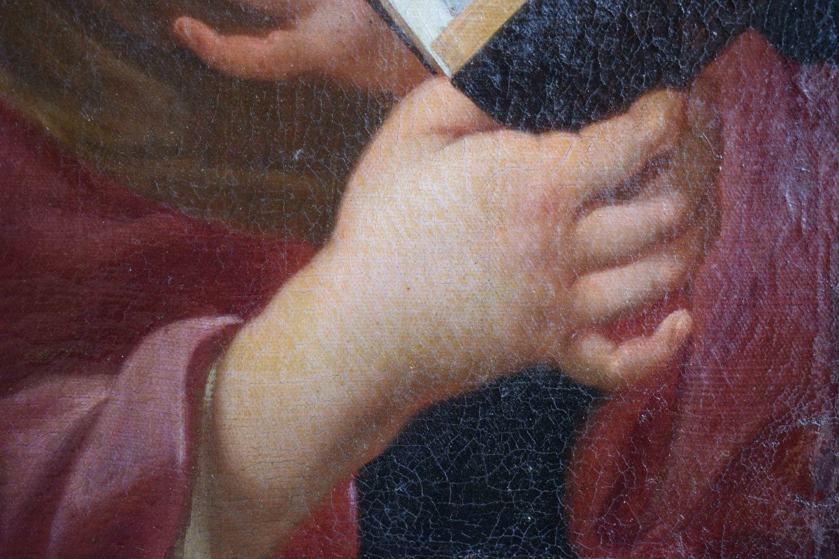 Dipinto antico del Settecento di scuola romana Madonna in lettura-photo-1