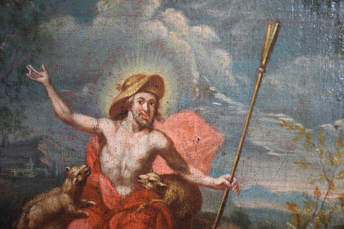 Coppia di dipinti del Settecento: Madonna Pastora e Cristo Buon Pastore, XVIII secolo-photo-4