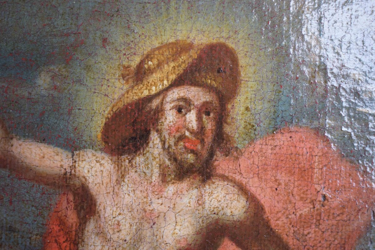 Coppia di dipinti del Settecento: Madonna Pastora e Cristo Buon Pastore, XVIII secolo-photo-5