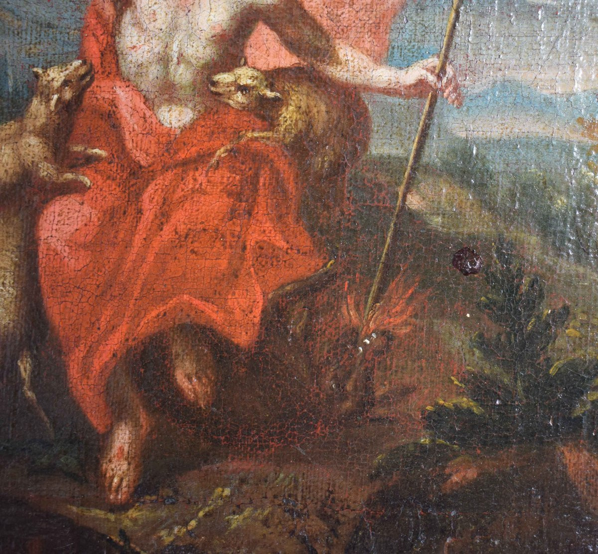 Coppia di dipinti del Settecento: Madonna Pastora e Cristo Buon Pastore, XVIII secolo-photo-6