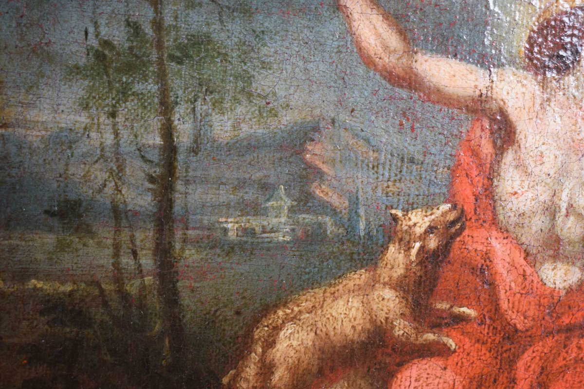 Coppia di dipinti del Settecento: Madonna Pastora e Cristo Buon Pastore, XVIII secolo-photo-7