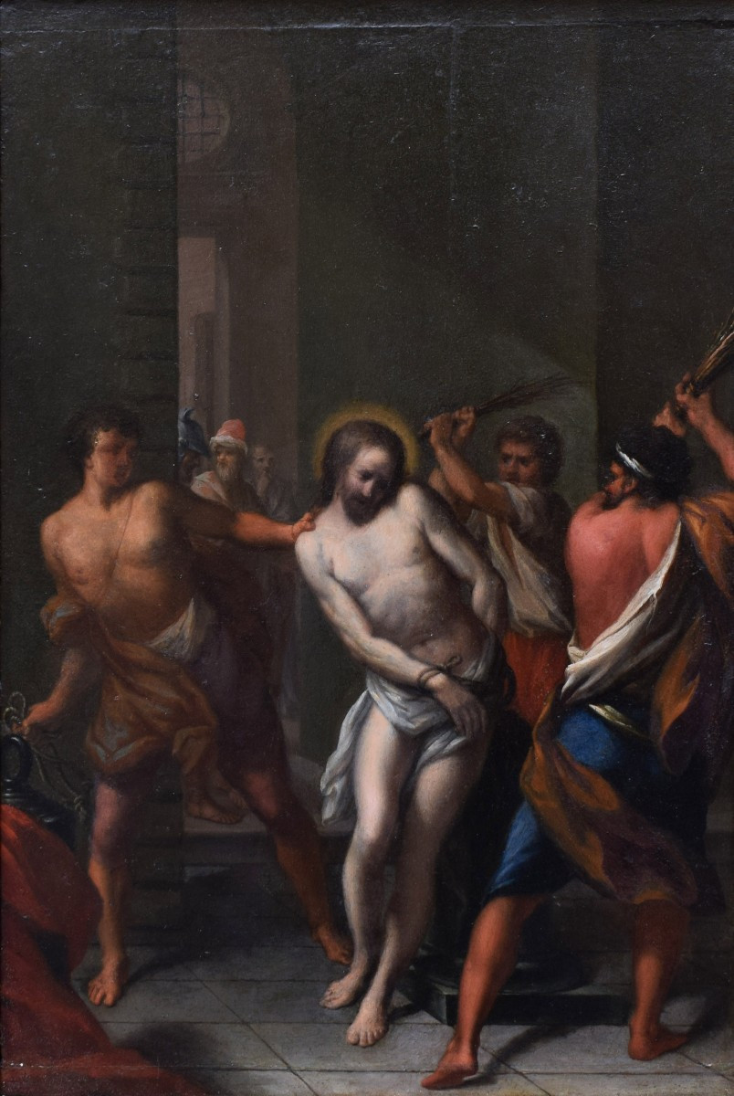 Dipinto su tavola fine XVI secolo Cristo alla colonna Scuola veneta-photo-2