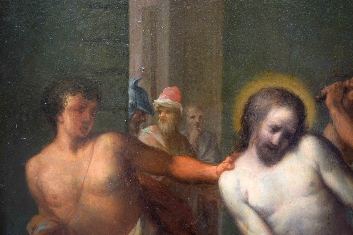 Dipinto su tavola fine XVI secolo Cristo alla colonna Scuola veneta-photo-3