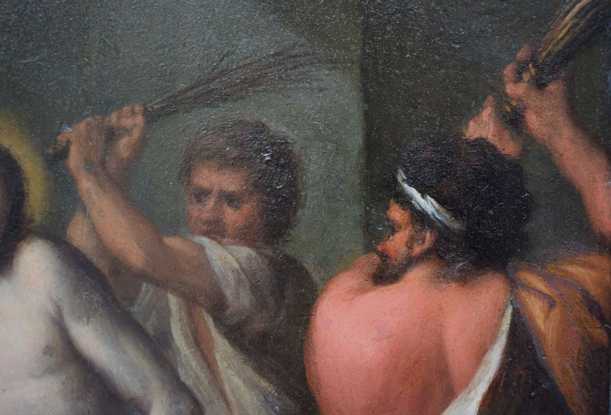 Dipinto su tavola fine XVI secolo Cristo alla colonna Scuola veneta-photo-1