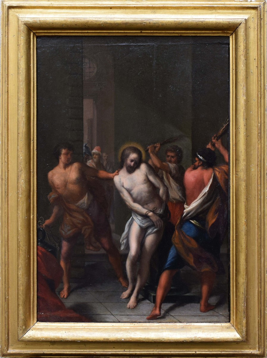 Dipinto su tavola fine XVI secolo Cristo alla colonna Scuola veneta