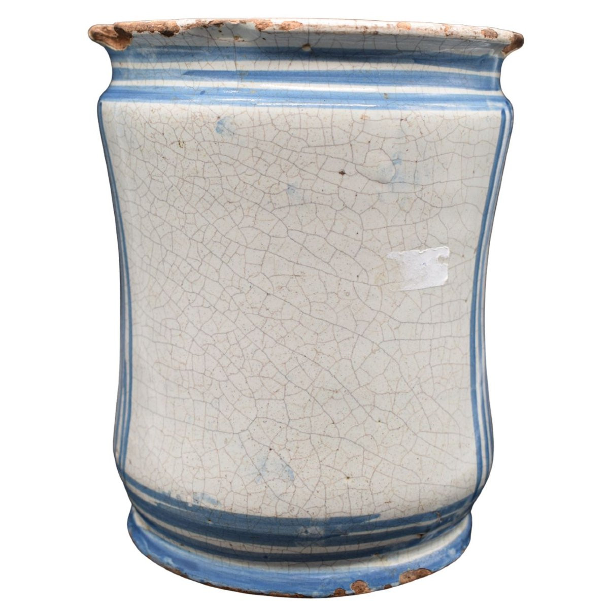 Vaso albarello in maiolica bianca e blu Napoli XVIII secolo -photo-4