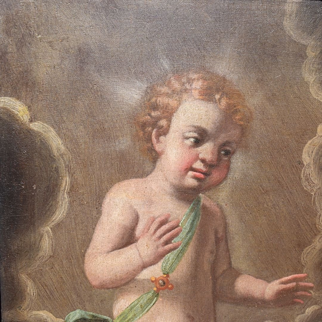 Dipinto religioso antico Sant'Antonio di Padova, XVII secolo Emilia-photo-4