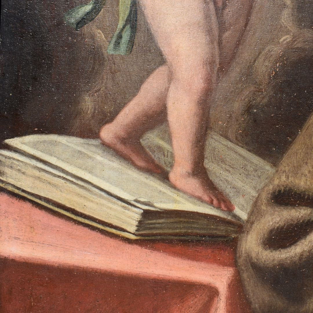 Dipinto religioso antico Sant'Antonio di Padova, XVII secolo Emilia-photo-3