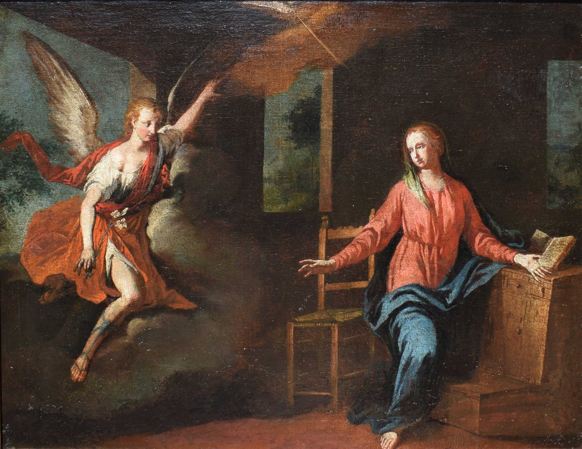 Dipinto lombardo religioso Annunciazione Inizio XVIII secolo-photo-2