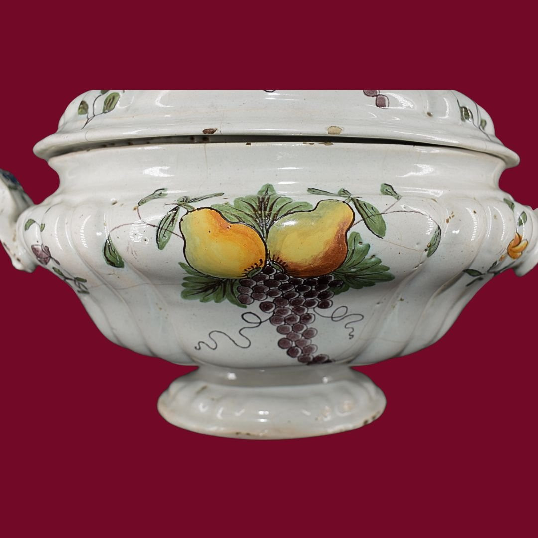 XVIII secolo, Imola (Emilia, Italia), Zuppiera in maiolica policroma-photo-7