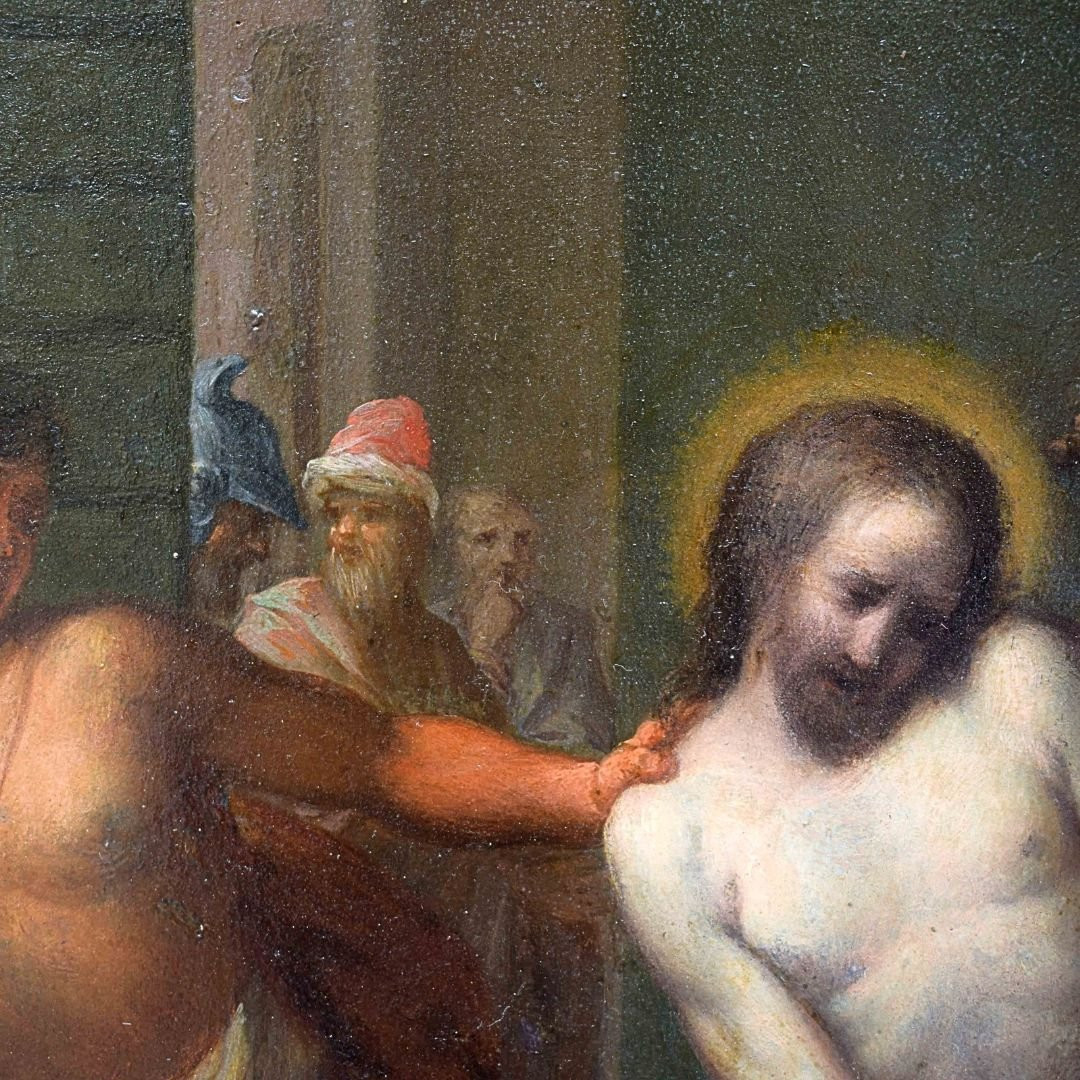 Tavola Veneto Fino XVI secolo Flagellazione di Cristo alla colonna-photo-4