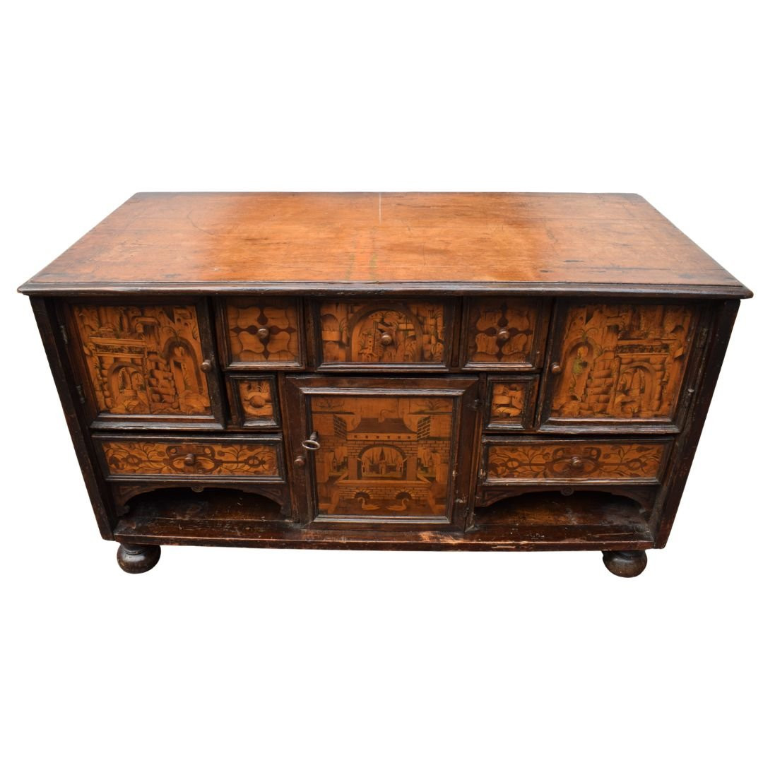 Stipo - monetiere decorato a paesini, XVI secolo, Piemonte, Nord Italia-photo-4