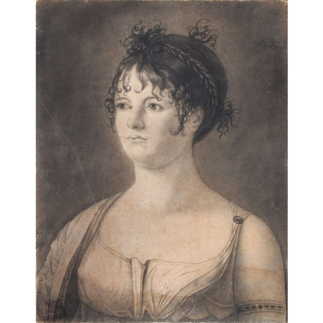 Disegno a carboncino, Inizio XIX secolo, Ritratto di nobildonna-photo-2