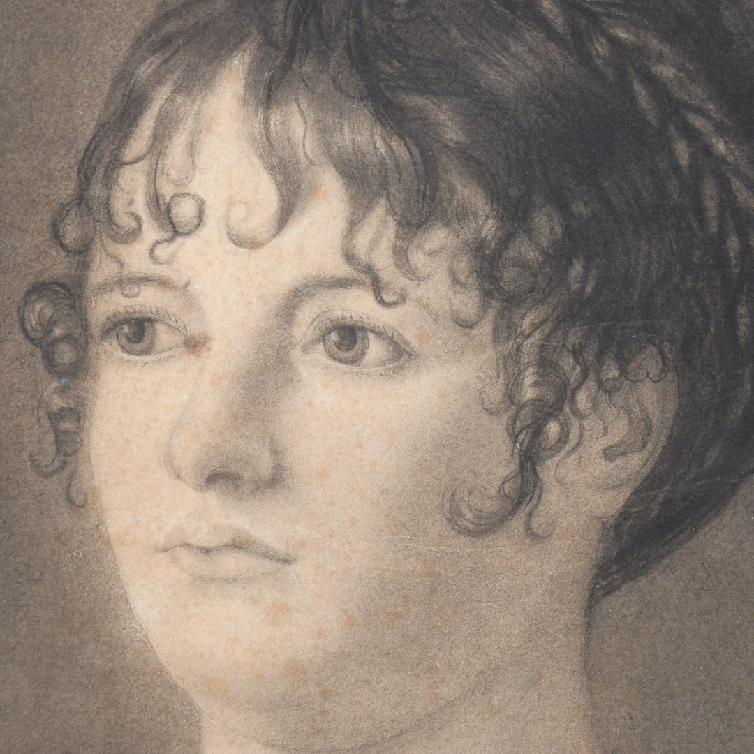 Disegno a carboncino, Inizio XIX secolo, Ritratto di nobildonna-photo-3