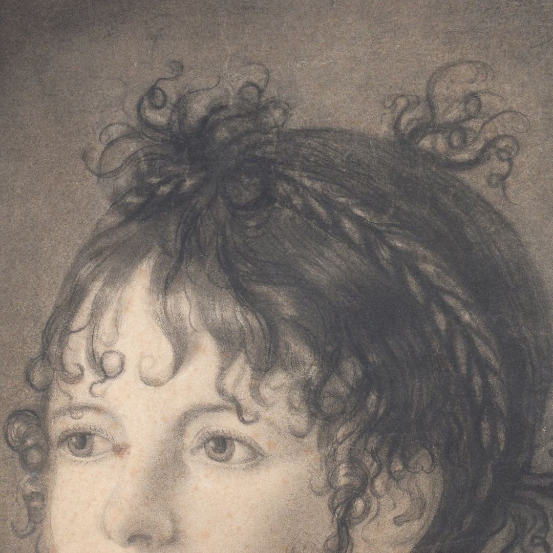 Disegno a carboncino, Inizio XIX secolo, Ritratto di nobildonna-photo-3