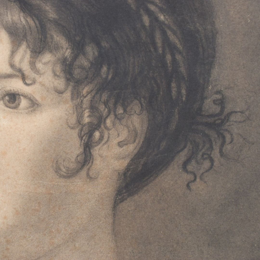 Disegno a carboncino, Inizio XIX secolo, Ritratto di nobildonna-photo-4