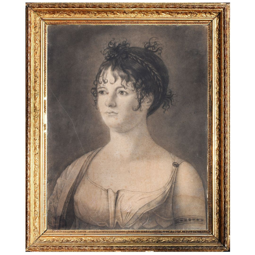 Disegno a carboncino, Inizio XIX secolo, Ritratto di nobildonna