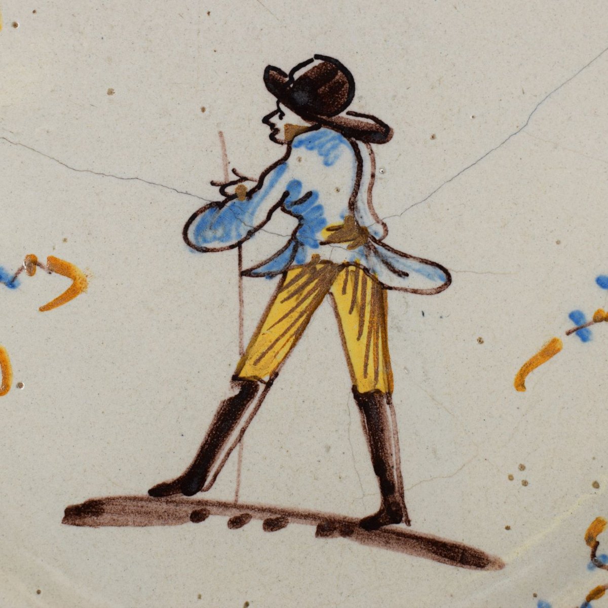 Piatto in maiolica con viandante e racemi Borghetto Lodigiano, XVIII secolo-photo-3