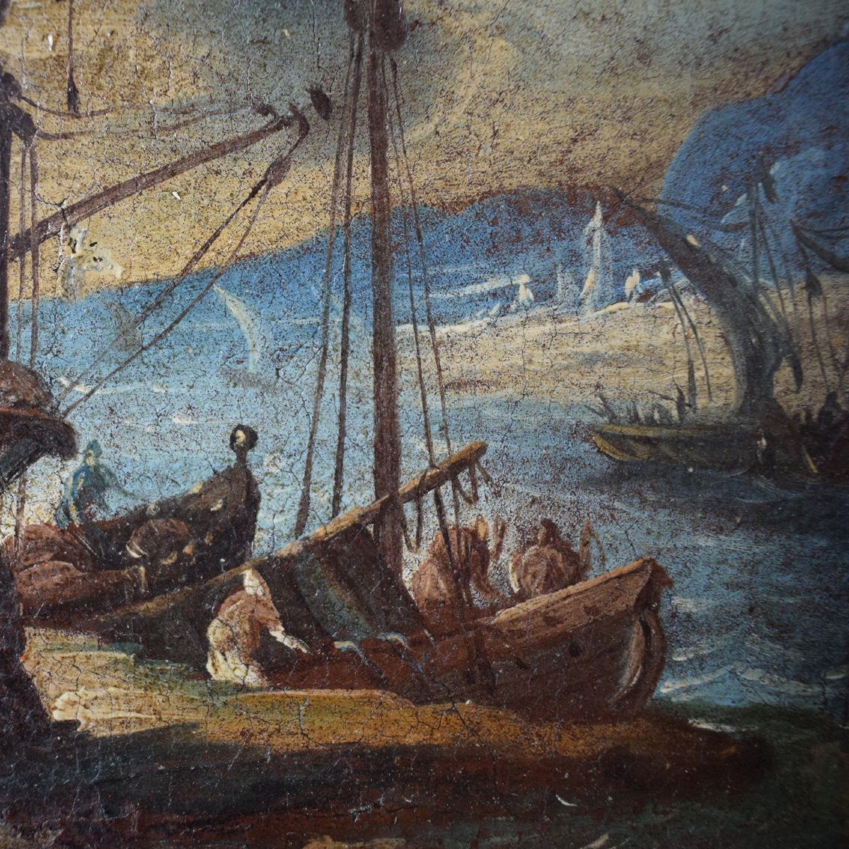 Capriccio veneto con imbarcazioni nel porto, XVIII secolo, quadro-photo-4