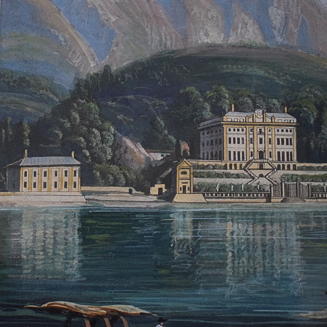 Tempera su carta raffigurante Villa Sommariva (oggi Villa Carlotta), Lago di Como, Seconda metà-photo-4