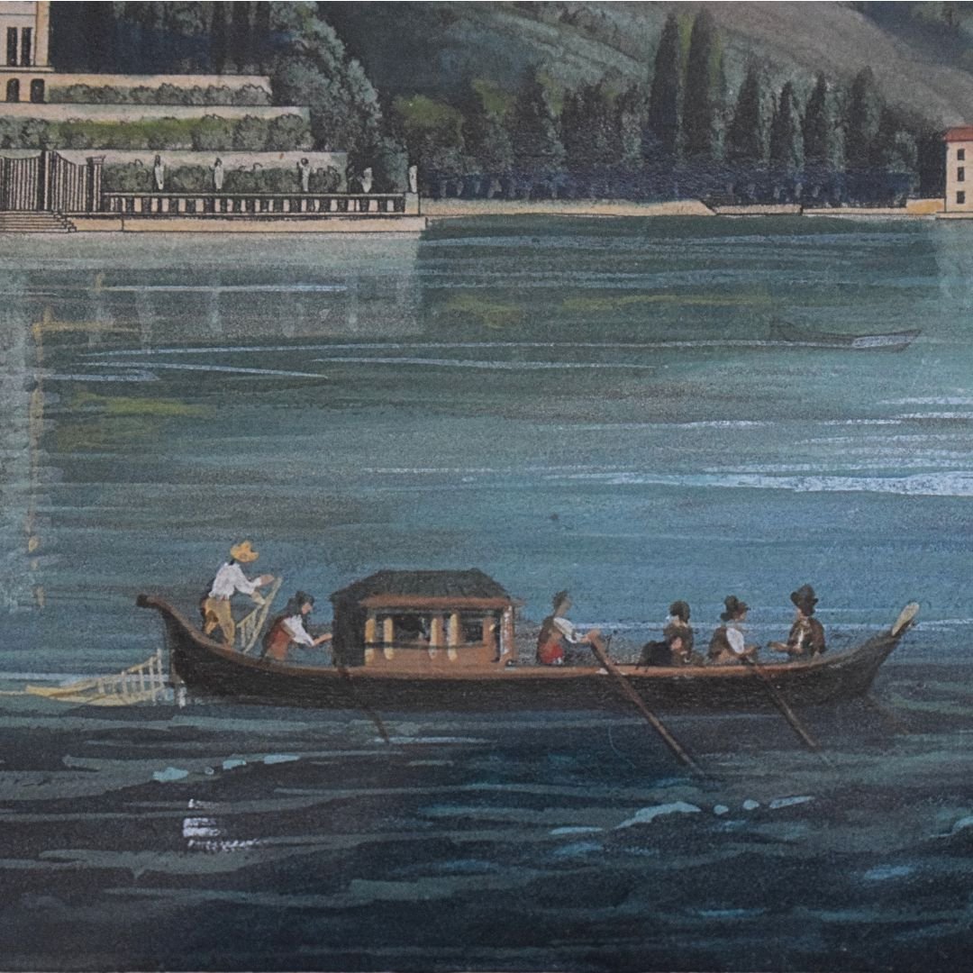 Tempera su carta raffigurante Villa Sommariva (oggi Villa Carlotta), Lago di Como, Seconda metà-photo-2