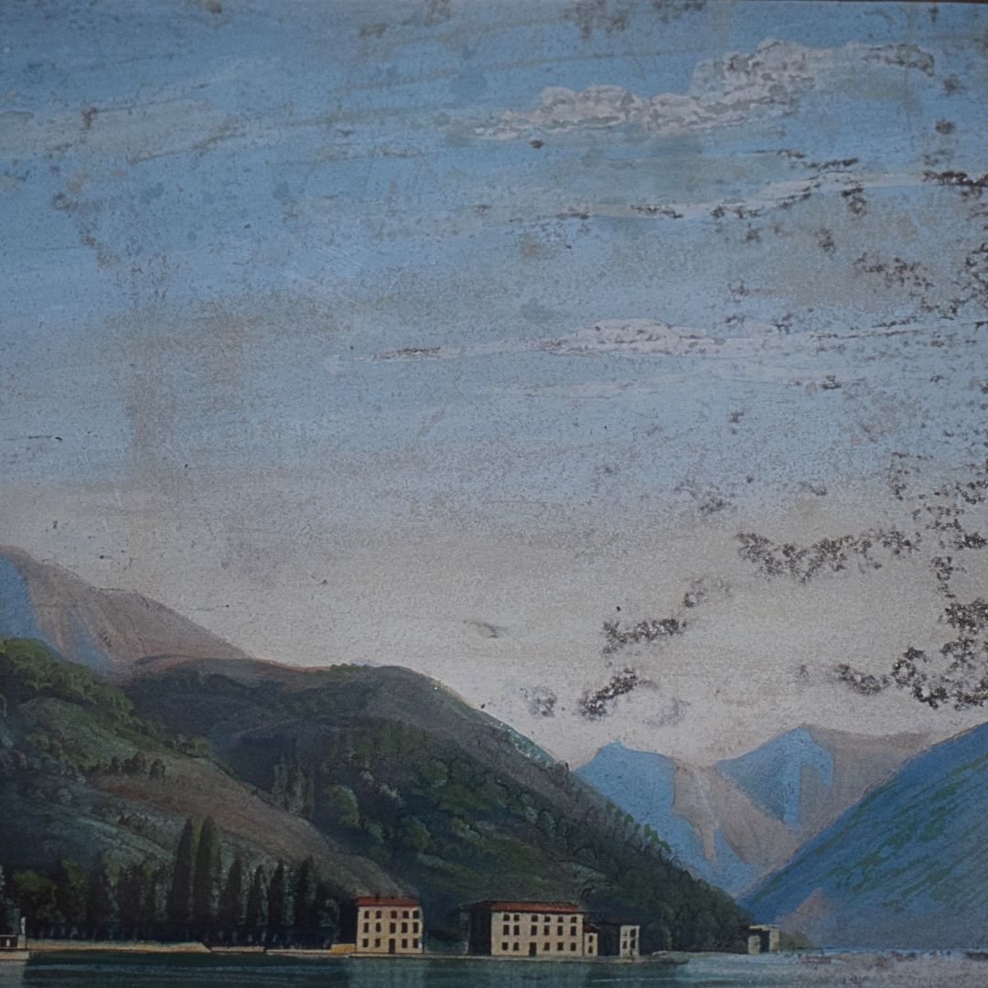 Tempera su carta raffigurante Villa Sommariva (oggi Villa Carlotta), Lago di Como, Seconda metà-photo-5