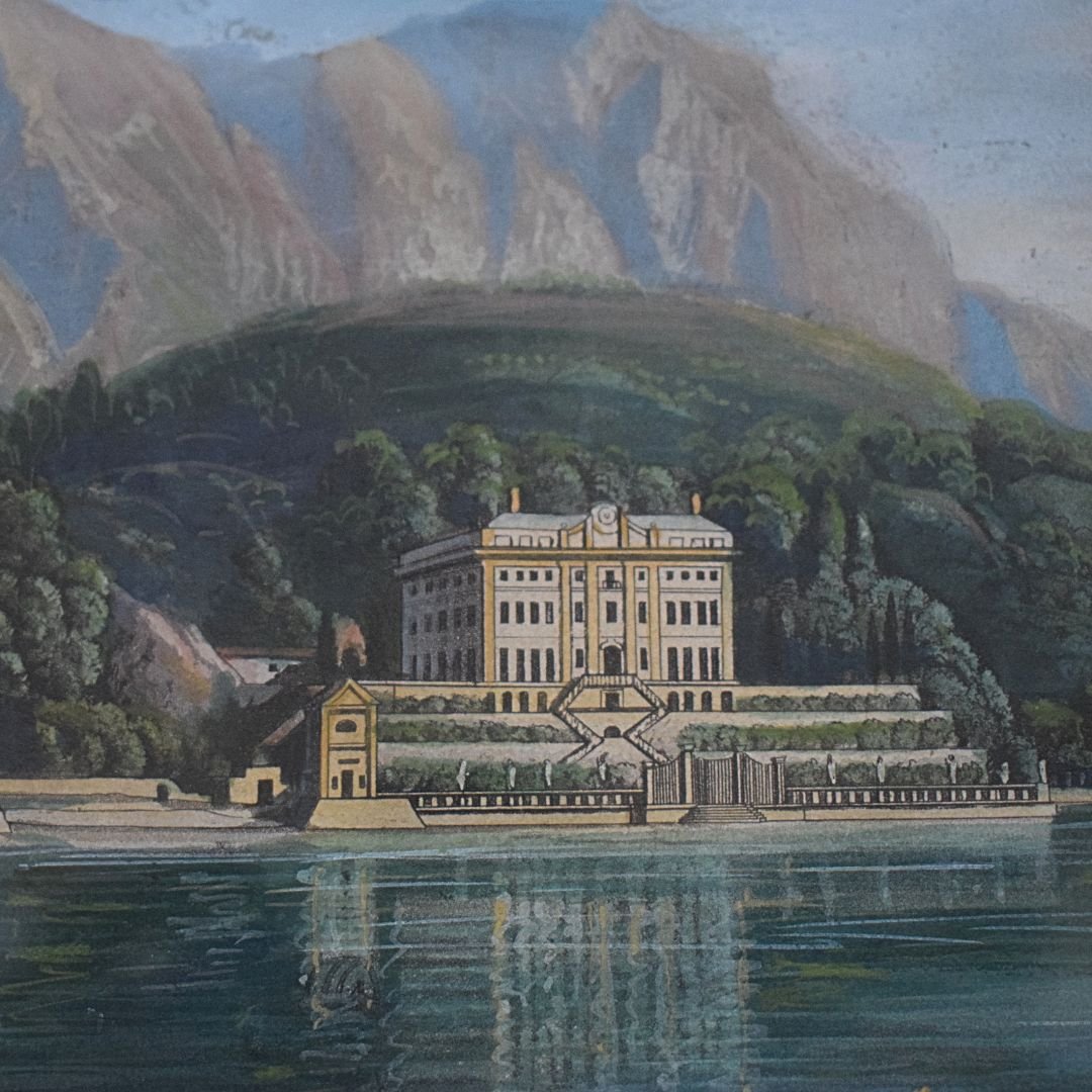 Tempera su carta raffigurante Villa Sommariva (oggi Villa Carlotta), Lago di Como, Seconda metà-photo-7