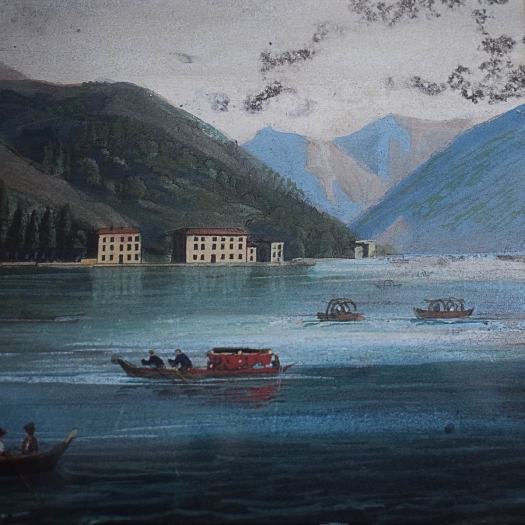 Tempera su carta raffigurante Villa Sommariva (oggi Villa Carlotta), Lago di Como, Seconda metà-photo-8