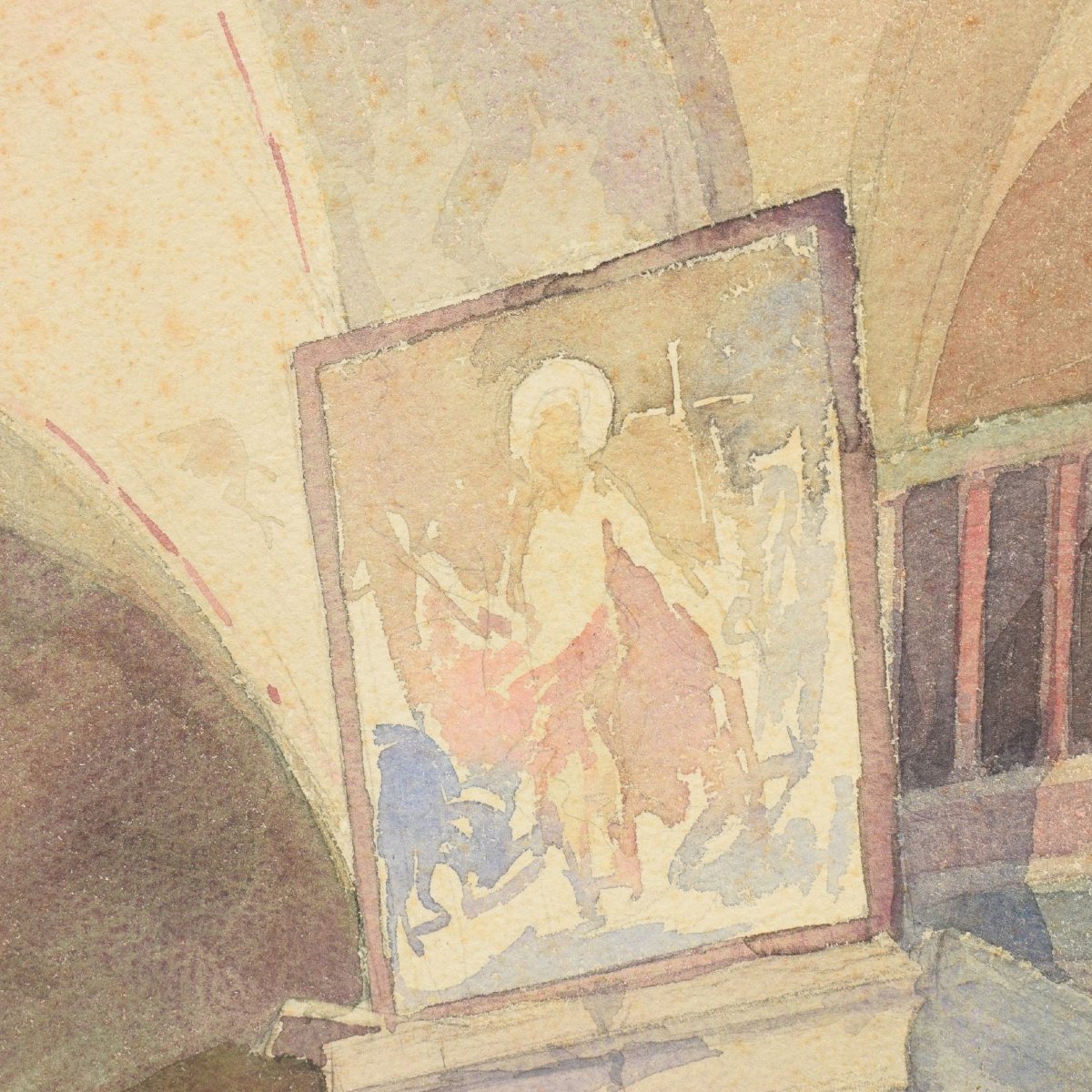 Acquerello orientalista Interno della Cappella di Sant'Elena, Basilica del Santo Sepolcro 1932-photo-2