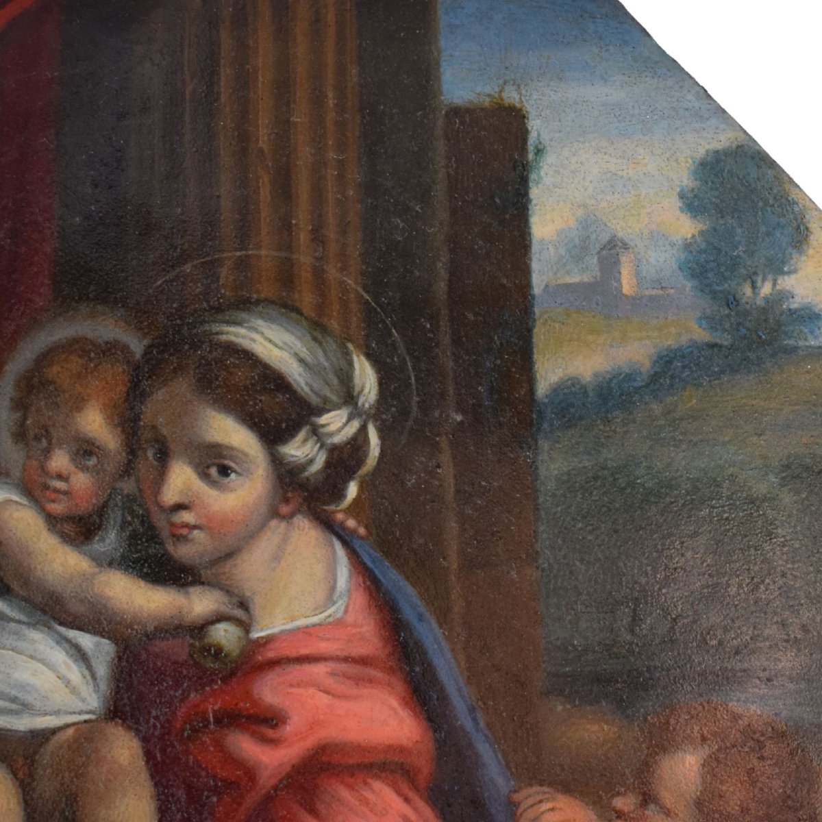 Rame XVII secolo Sacra Famiglia con San Giovannino da Carracci-photo-2