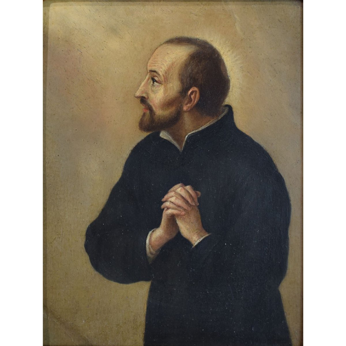 Sant'Ignazio di Loyola, olio su rame, XVII secolo – Cornice veneziana del XVI secolo-photo-2