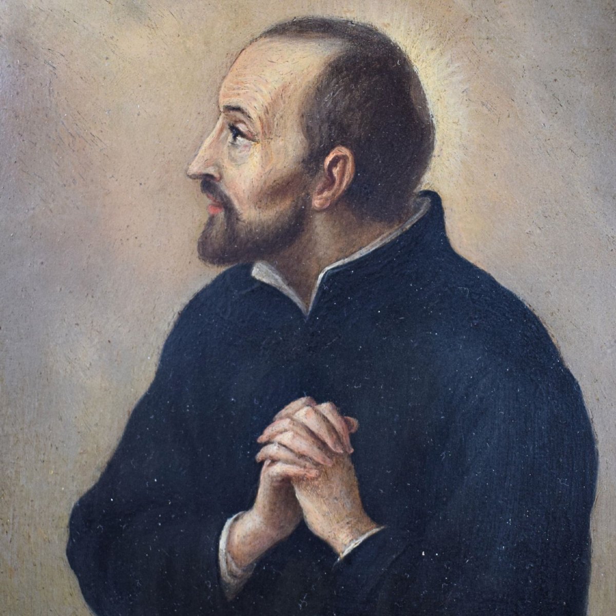 Sant'Ignazio di Loyola, olio su rame, XVII secolo – Cornice veneziana del XVI secolo-photo-1