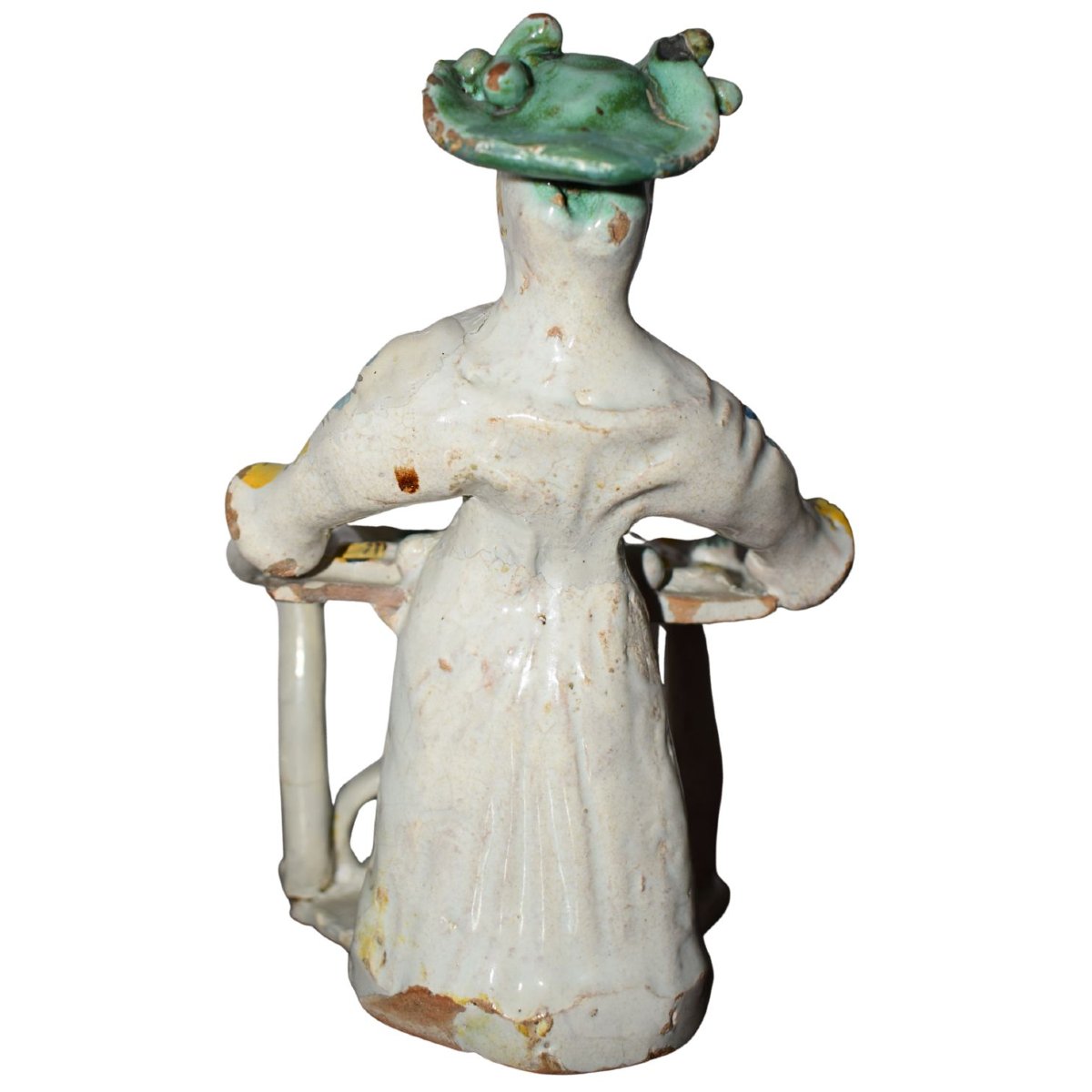 Maiolica policroma antica Saliera antropomorfa Ariano Irpino, XVIII secolo-photo-3