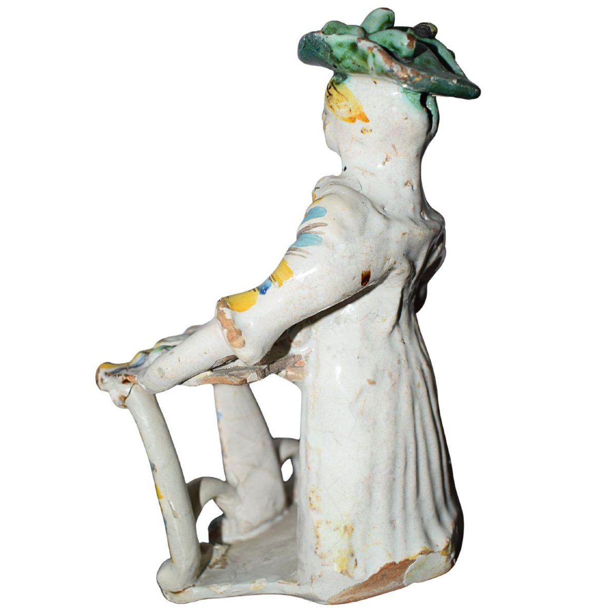 Maiolica policroma antica Saliera antropomorfa Ariano Irpino, XVIII secolo-photo-4