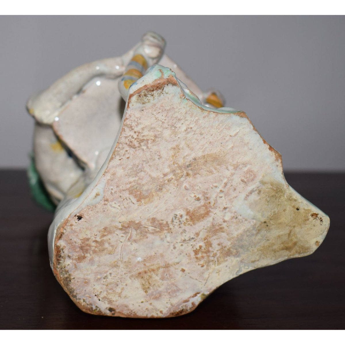 Maiolica policroma antica Saliera antropomorfa Ariano Irpino, XVIII secolo-photo-2