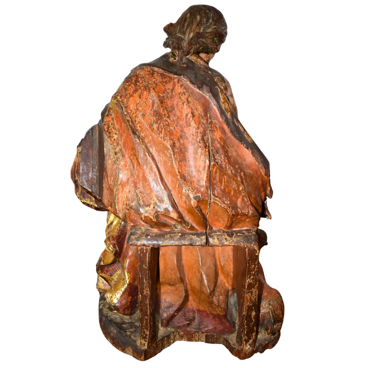Scultura lignea policroma e dorata raffigurante San Luca Evangelista, XVI secolo-photo-3