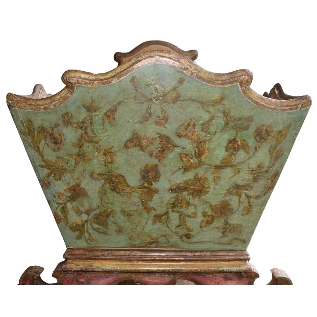  Culla veneziana del XVIII secolo in legno laccato policromo-photo-1