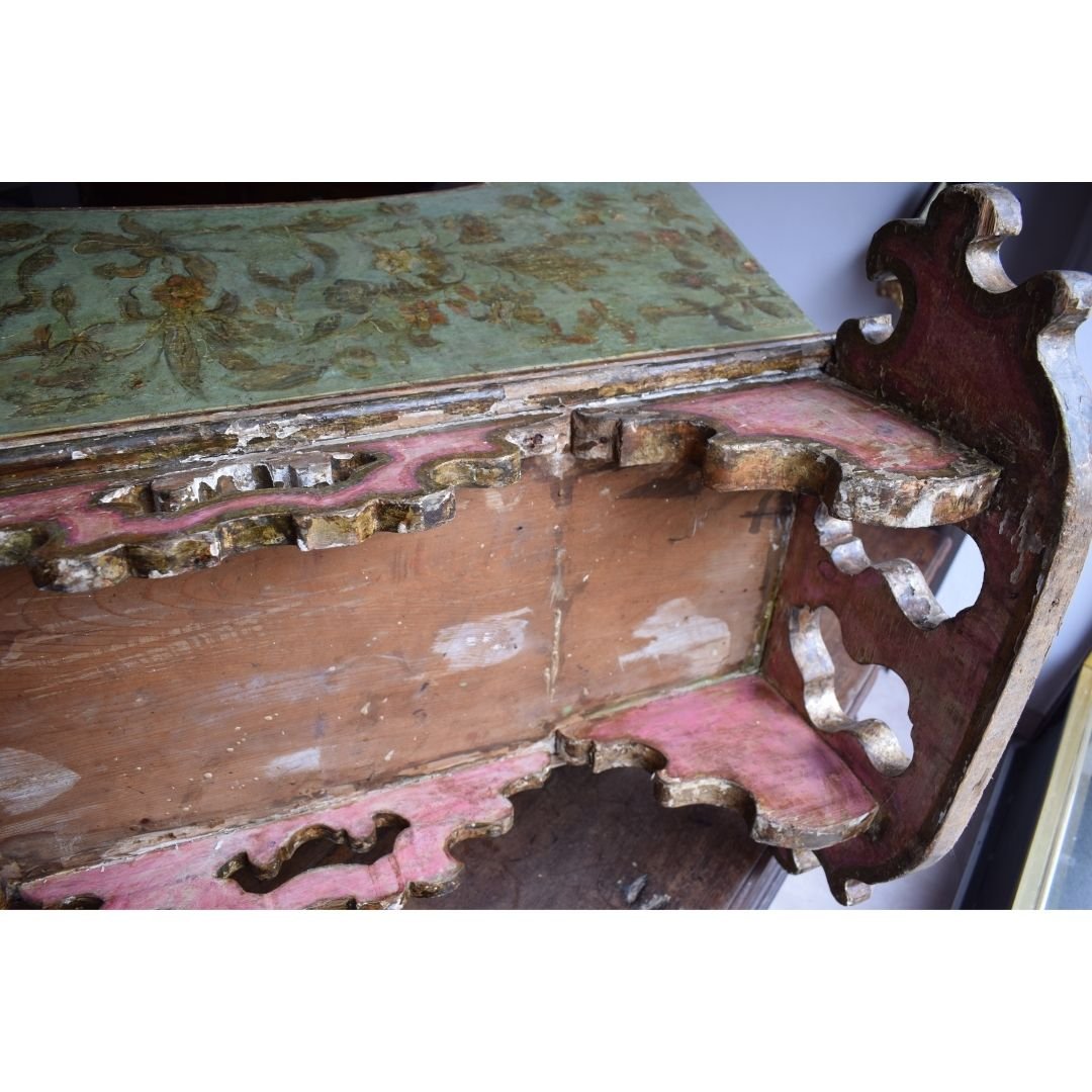  Culla veneziana del XVIII secolo in legno laccato policromo-photo-6