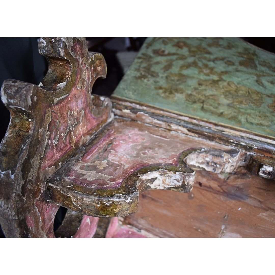  Culla veneziana del XVIII secolo in legno laccato policromo-photo-7