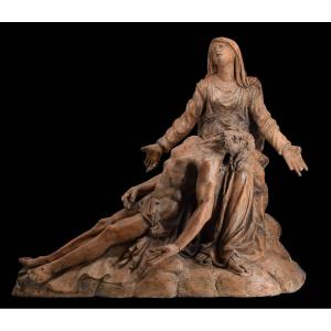 Pietà – Scultura in terracotta emiliana del XVIII secolo, Attribuita a Giuseppe Maria Mazza 