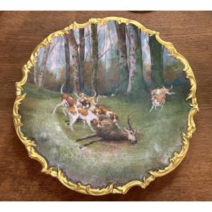 Large Limoges Porcelain Dish “the Hunt”