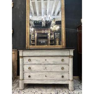 Empire Patinated Half Column Chest Of Drawers
