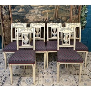 Set Of 6 Lyre Back Chairs