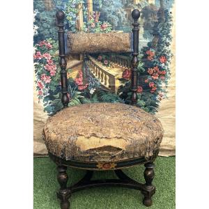 Italian Blackened Wood Armchair 