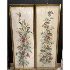 Pair Of Floral Watercolors