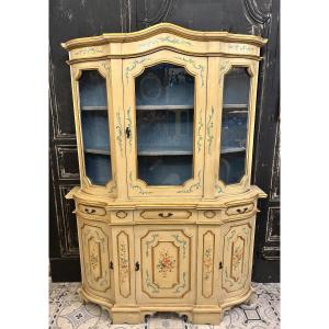 Italian-style Glass-fronted Display Buffet In Polychrome Wood 