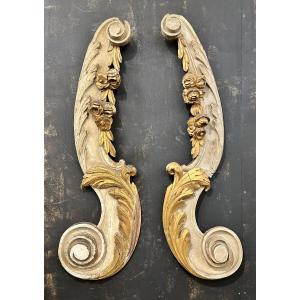 Pair Of Polychrome Carved Wood