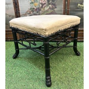 Blackened Wood Bamboo Stool, Napoleon III